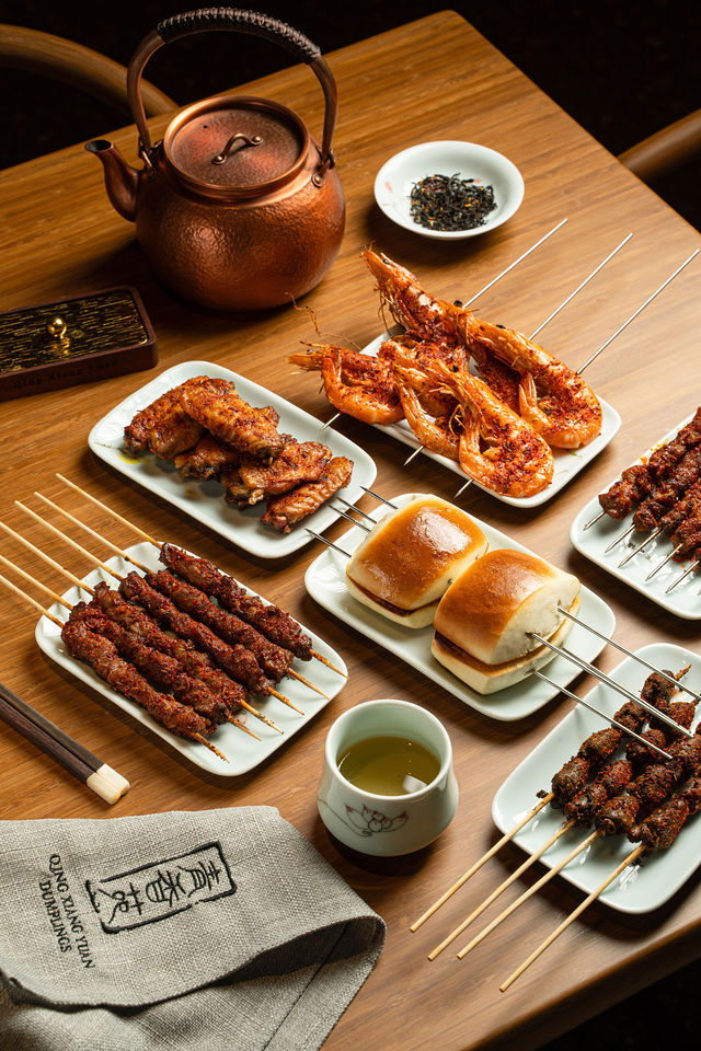 Grilled dishes and Chinese tea at QXY